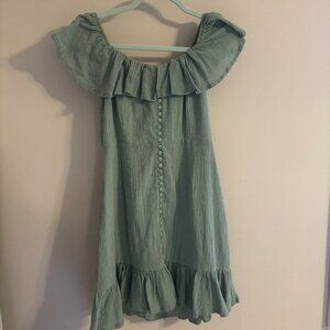 Lulus Green Flutter Sleeve Mini Dress size Medium